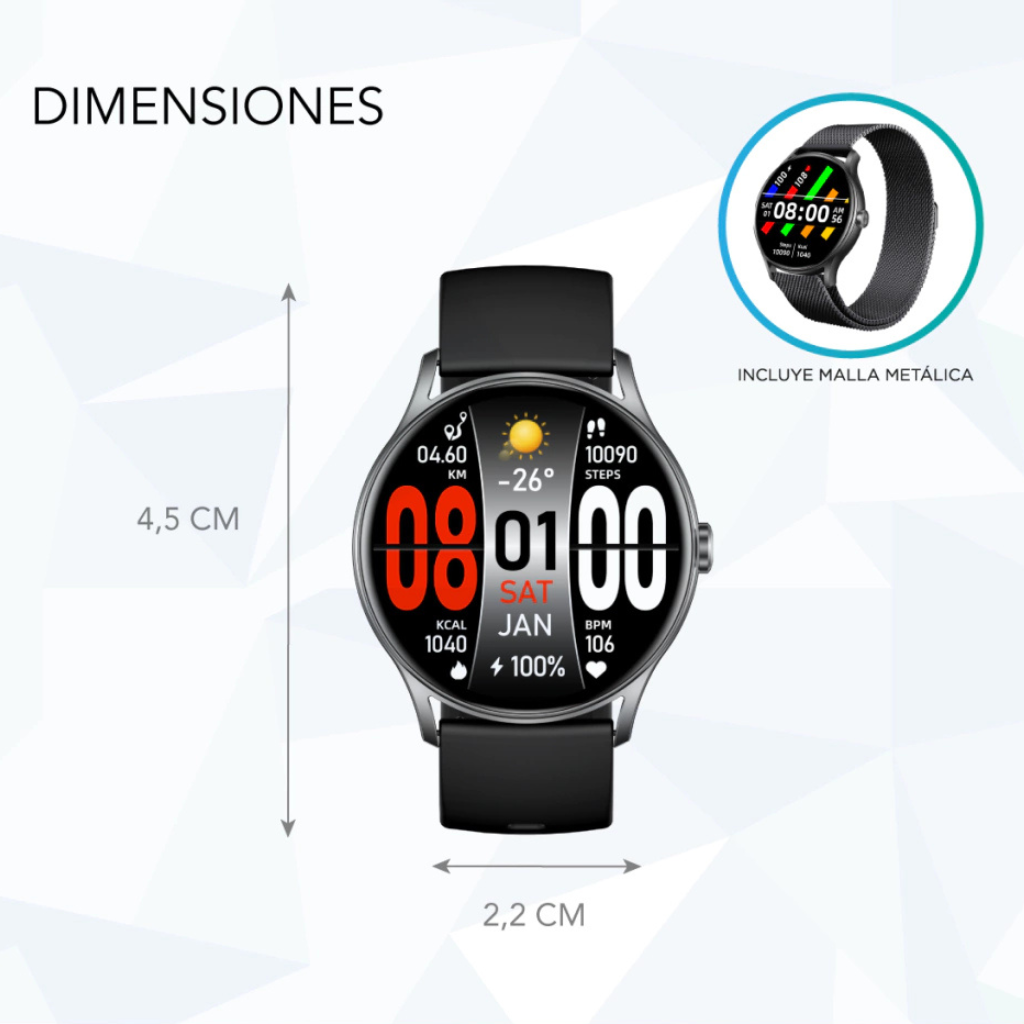 Smartwatch NT16 – Resistente al agua + control deportivo